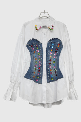 Embellished Corset Detail Blouse