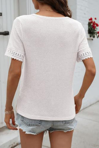 Lace-Trim V-Neck T-Shirt