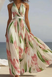 Halter Neck Floral Maxi Dress