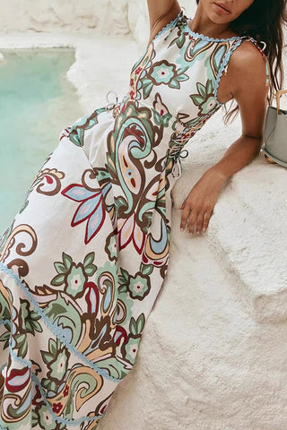 Sleeveless Floral Print Maxi Dress