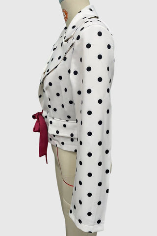 Polka Dot Tie-Front Blazer
