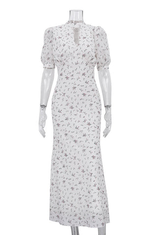 Elegant Puff Sleeve Maxi Dress