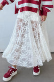 Sheer Floral Flowy Maxi Skirt