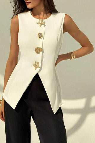 Statement Button Tank Top