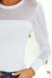 Pearl Decor Patchwork Long Sleeve Top