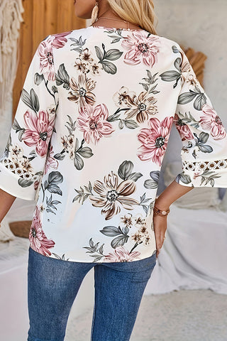 Floral Lace Trim Blouse