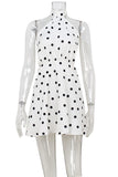Polka Dot Halter Casual Dress