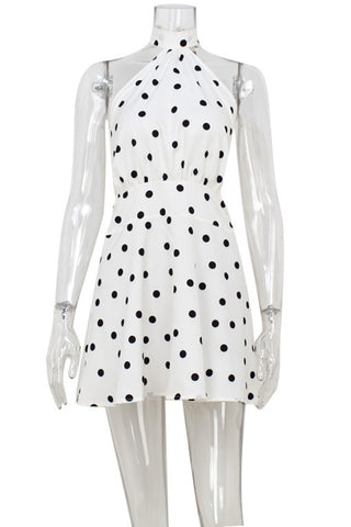 Polka Dot Halter Casual Dress