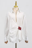 Draped Lapel Long Sleeve Blouse