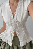 Tie-Front Ruffled Blouse