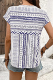 Geometric Print Keyhole T-Shirt