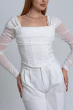 Elegant Long-Sleeve Mesh Top