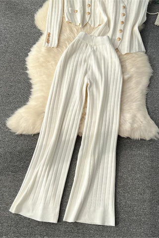 Ribbed Button-Front Pants Set