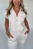 Stylish Zip-Collar Pants Set
