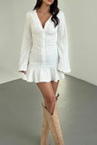 Button-Front Casual Dress with Flared Hem