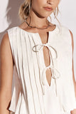 Tie-Front Pleated Tank Top