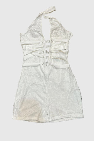 Lace-Up Halter Romper