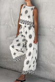 Boho Patterned Sleeveless Pants Set