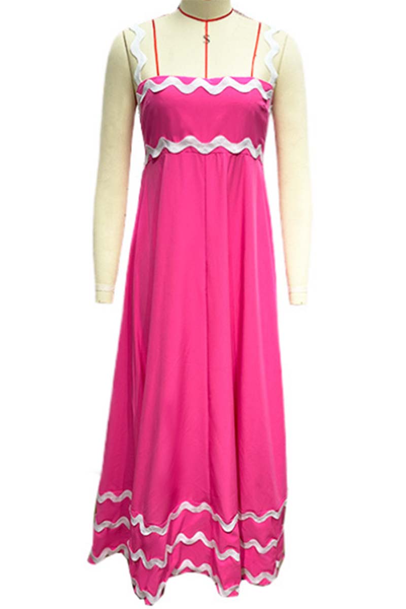 Scalloped-Trim Casual Maxi Dress