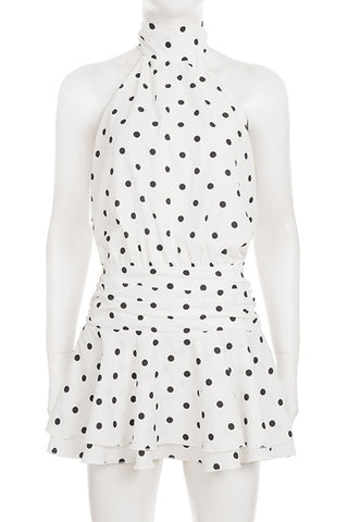 Polka Dot Halter Casual Dress