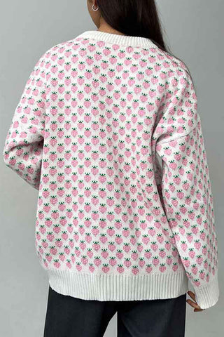Patterned Crew Neck Sweater