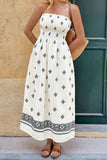 Strapless Print Casual Dress