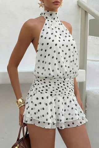 Polka Dot Halter Mini Dress