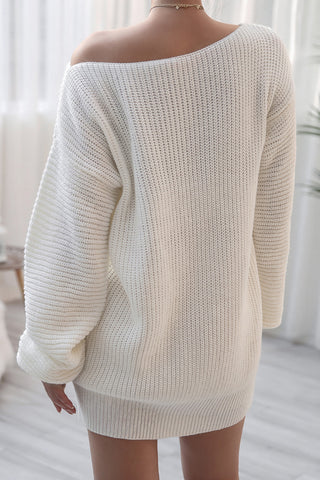 Off-Shoulder Knit Casual Dress