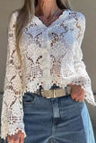 Button-Up Lace Crochet Top