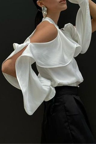 Ruffled Button-Front Blouse