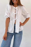 Tie-Front Striped Blouse