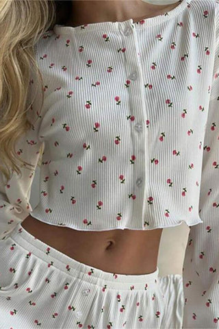 Floral Print Cutout Short Set