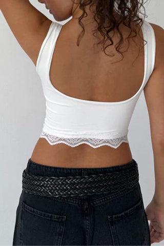 Lace-Trim Cropped Tank