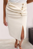 Draped Midi Skirt with Side Slit