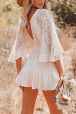 Lace Button-Front Casual Dress
