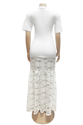 Lace Overlay Long Dress