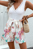 Lace Top Floral Print Romper