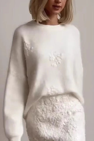 Floral Textured Relaxed Sweater