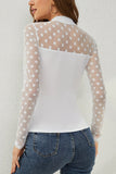 Polka Dot Mesh Long Sleeve Blouse