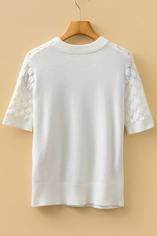 Textured Knit Short Sleeve Sweater