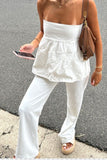 Strapless Top and Flared Pants Set