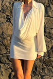 Draped Collar Casual Dress