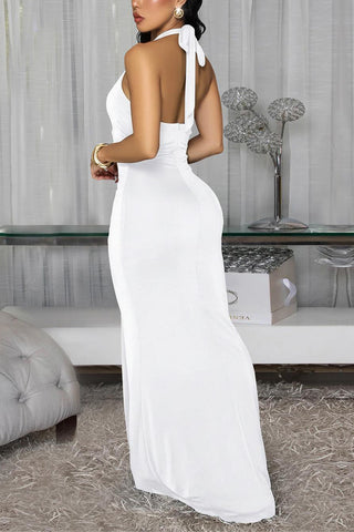 Halter Neck Evening Gown with Cutout Details
