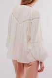Lace-Trimmed Button-Front Blouse
