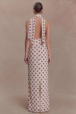 Polka Dot Halter Evening Dress