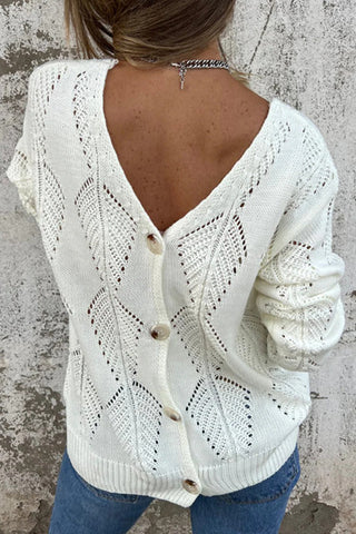 V-Neck Textured Knit Sweater
