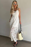 Tie Spaghetti Strap Floral Lace Overlay Dress