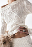 Off-Shoulder Cable Knit Sweater