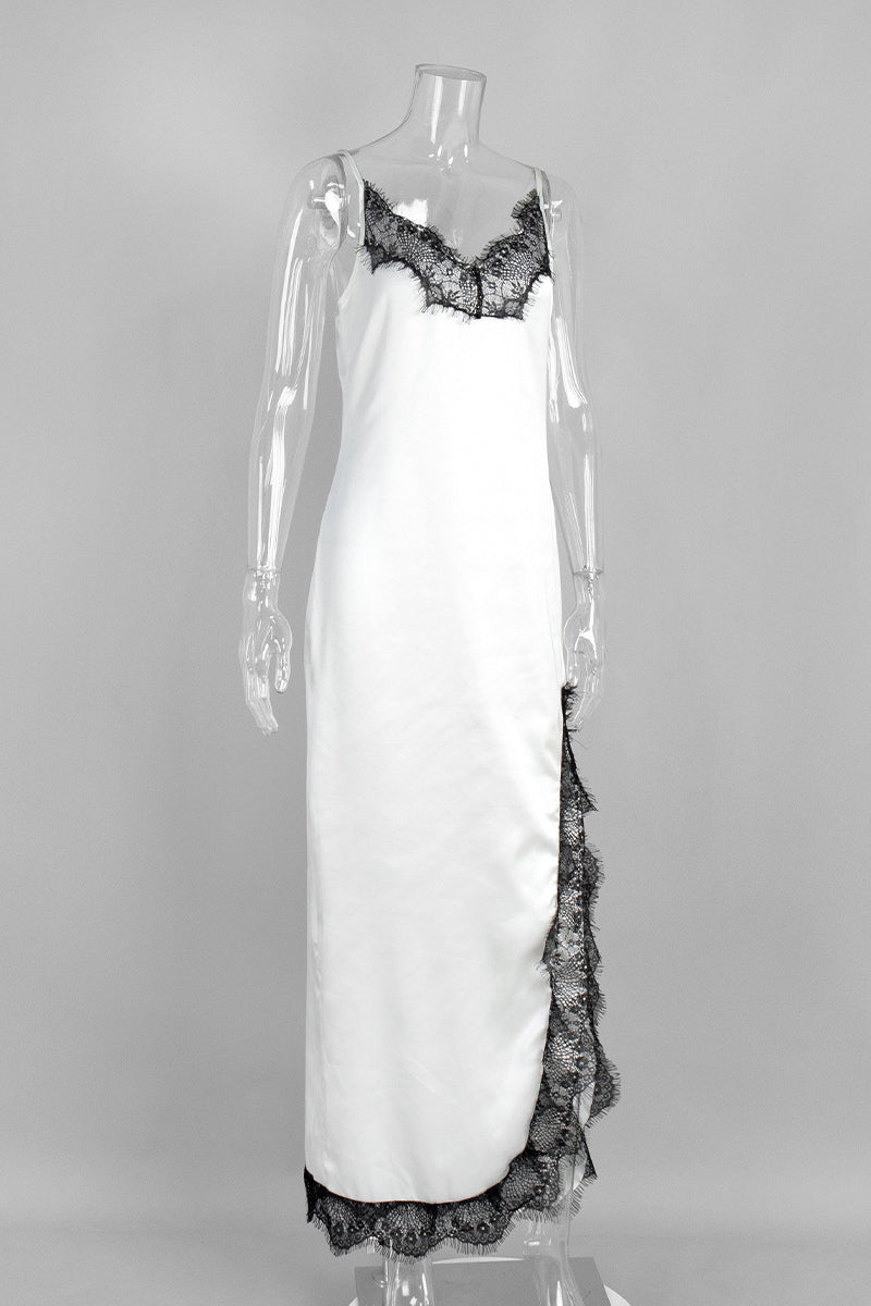 Lace-Trimmed Casual Maxi Dress