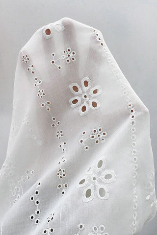 Eyelet Smocked Cuff Sheer Blouse